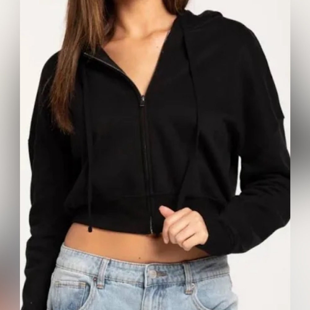 Cropped Black Zip Jacket